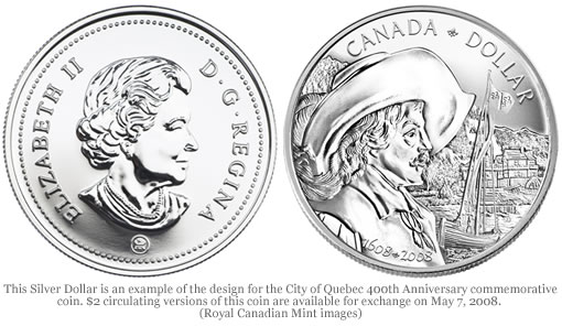City of Quebec 400th Anniversary of the Silver Dollar Commemorative Coin