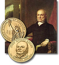 John Quincy Adam portrait and coins
