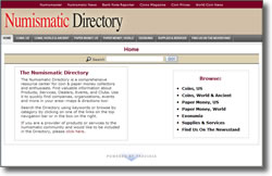 Screen shot of Numismatic Directory