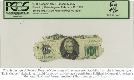 D.B. Cooper Series 1963A $20 bill