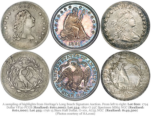 Heritage Long Beach Auction Coins, Highlights and Prices Realized