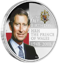 HRH the Prince of Wales 60th Birthday 1948-2008, 1 oz Silver Proof Coin 
