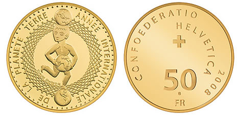 Swiss Gold Commemorative Coin "International Year of Planet Earth 2008"
