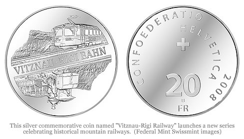 Swiss Silver Commemorative Coin "Vitznau-Rigi Railway"
