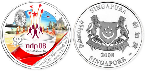 2008 Singapore 43 Years of Independence Commemorative Coins