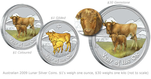 Australian 2009 Lunar (Year of the Ox) Silver Coins