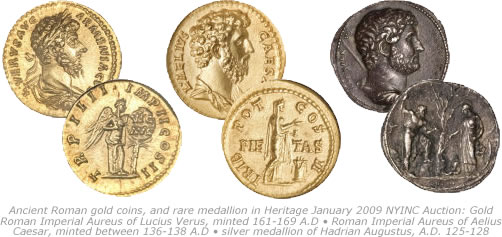 Ancient Roman gold coins and rare medallion