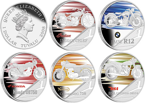 Motorbikes Five-Coin Silver Proof Coins from The Perth Mint