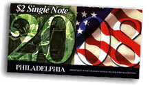 2008 Philadelphia First Day $2 Single Note Packaging