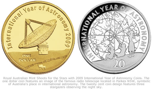 2009 $1 and 20 Cent Proof International Year of Astronomy Coins