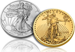 American Eagle silver and gold coins