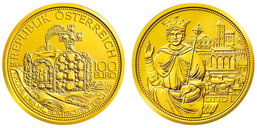 Austrian Mint Gold Coin Commemorative of Crown of Holy Roman Empire