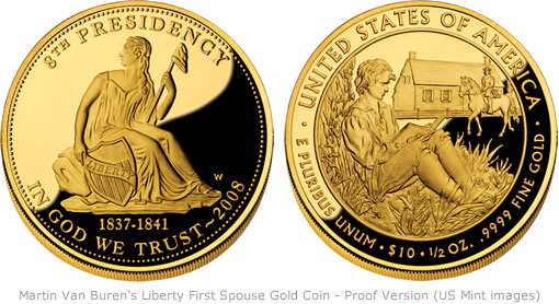 Martin Van Buren First Spouse gold coin