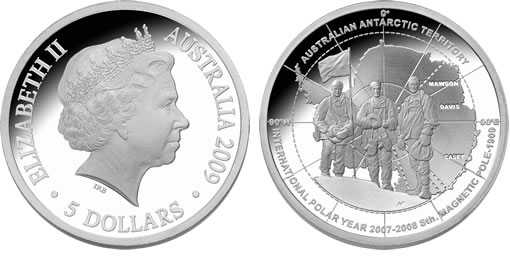 2009 Australian $5 Silver Proof Antarctic Explorer Coin