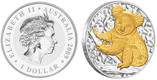 2009 Gilded Koala Silver Coin
