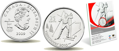 Royal Canadian Mint Vancouver 2010 commemorative 25-Cent Cross-Country Skiing Coins