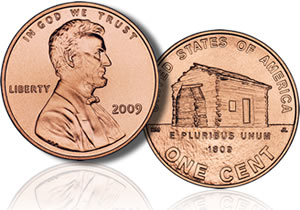 2009 Lincoln Penny, Depicting Birth and Childhood 