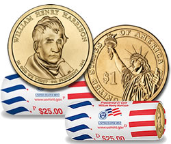 2009 William Henry Harrison Presidential $1 Coin Rolls