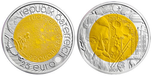 2009 Austria 25 Euro Silver-Niobium Galileo Coin