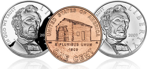 Lincoln Bicentennial Coins - Silver Dollars and Birthplace Lincoln Cent
