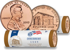 Lincoln Birthplace Design Coin Rolls