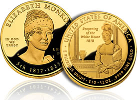 Elizabeth Monroe First Spouse Gold Coin