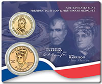 2009 William Henry Harrison Presidential $1 and First Spouse Medal Set