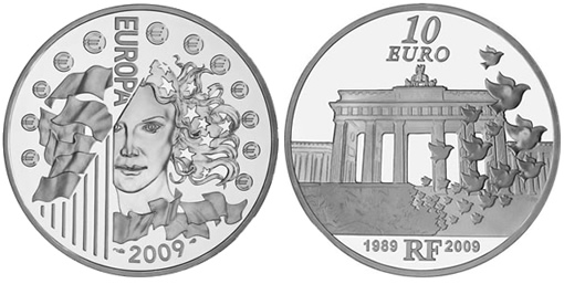 France Fall of Berlin Wall 10€ Silver Coin