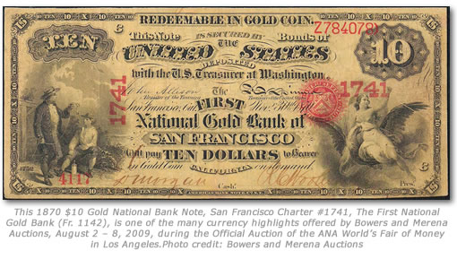 1870 $10 Gold National Bank Note