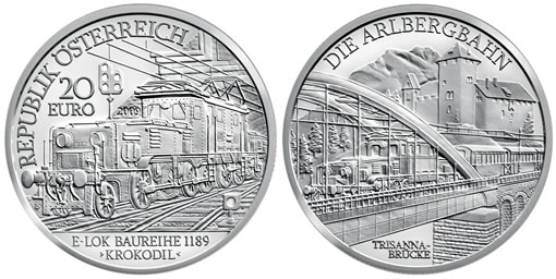 Austrian Railways Electric Train Silver Commemorative Coin