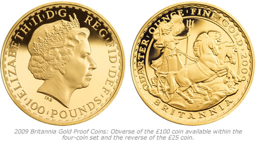 Royal Mint 2009 Britannia Gold Proof Coins