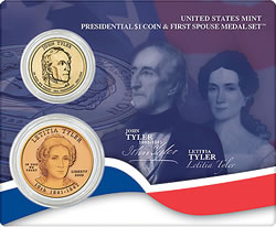 Tyler Presidential $1 Coin & First Spouse Medal Set