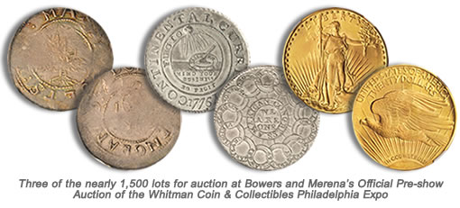 Coin rarities for auction by Bowers and Merena