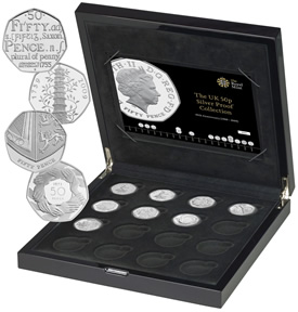 UK 50p Silver Proof Set Collection