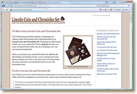 Lincoln Coin and Chronicles Set Web site