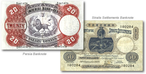 Persia and Straits Settlements Banknotes