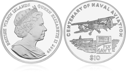 British Virgin Islands 2009 Centenary of Naval Aviation Coin