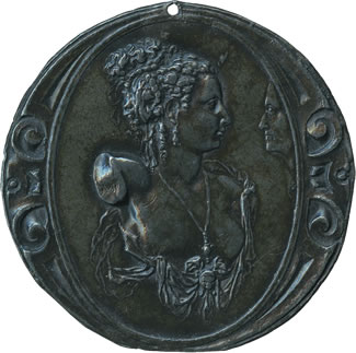 Alfonso Ruspagiari, Bust of a Woman Viewed by a Face in Profile Medal
