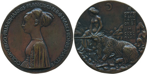 Pisanello bronze medal of Cecilia Gonzaga