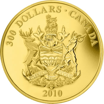 2010 $300 GOLD COIN -- BRITISH COLUMBIA COAT OF ARMS