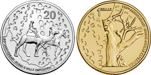 Royal Australian Mint's 2010 Burke and Wills Expedition 150th Anniversary 20c and $1 coins
