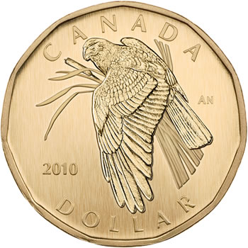 Northern Harrier Aureate Dollar (Reverse) in 2010 Royal Canadian Mint Specimen Set