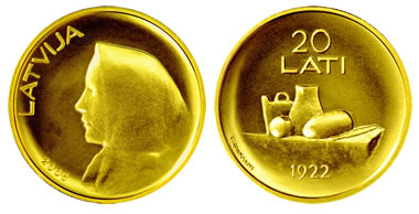 20 lati issued by the Bank of Latvia