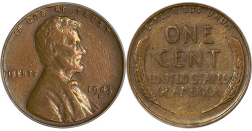 1943-S Cent Struck on a Bronze Planchet,