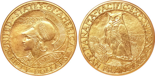 1915-S $50 Panama-Pacific 50 Dollar Round