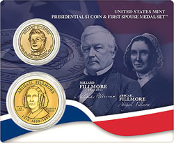 Millard and Abigail Fillmore Presidential $1 Coin & First Spouse Metal Set