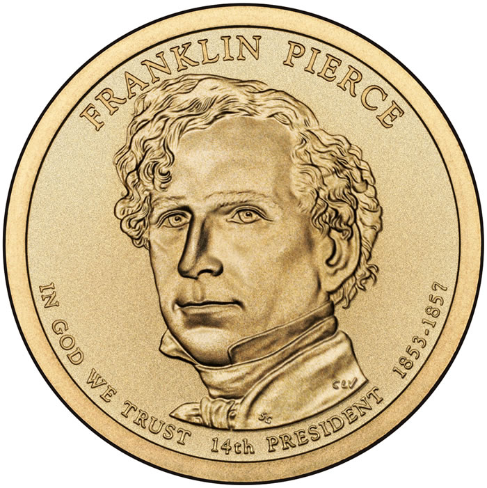Details about   2010 P&D "Franklin Pierce" $1 Presidential Dollar Out of Mint Rolls 2 Coins 