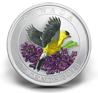 2010 GOLDFINCH 25-CENT COLOURED COIN