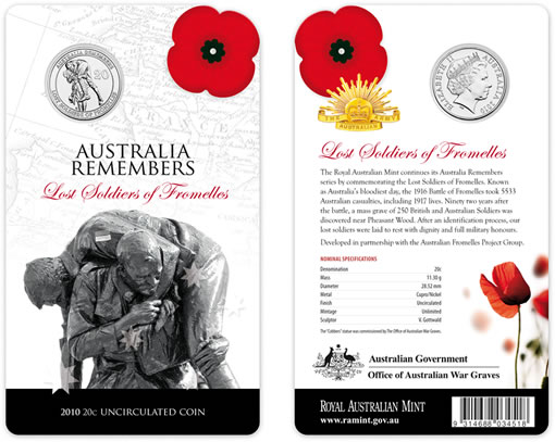Lost Soldiers of Fromelles Australian Coin Packaging