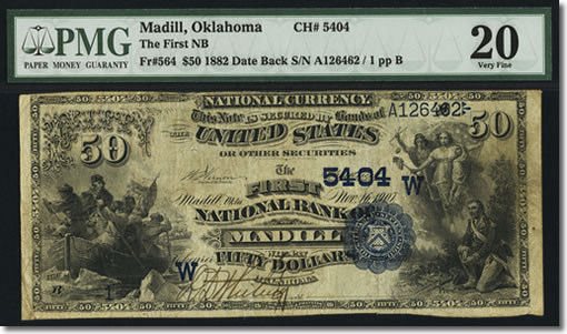 Madill, OK - $50 1882 Date Back Fr. 564